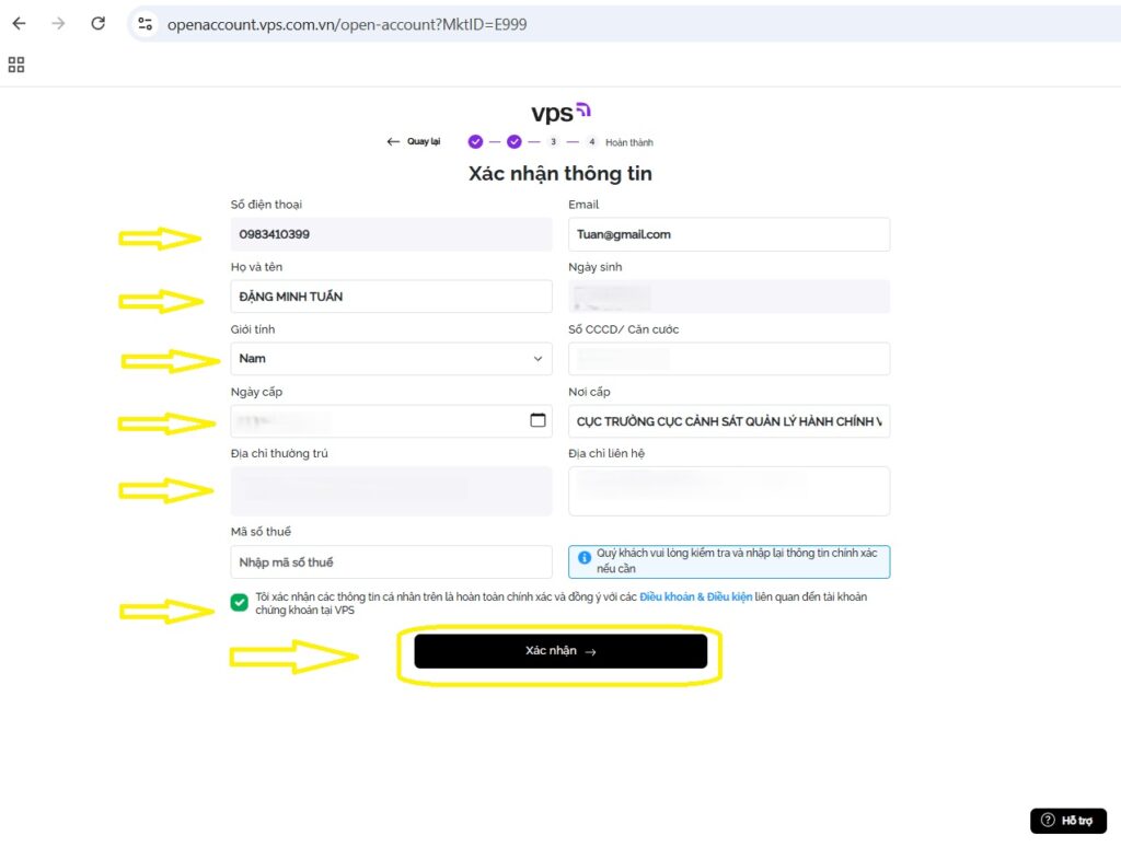 Cách mở tài khoản chứng khoán vps
